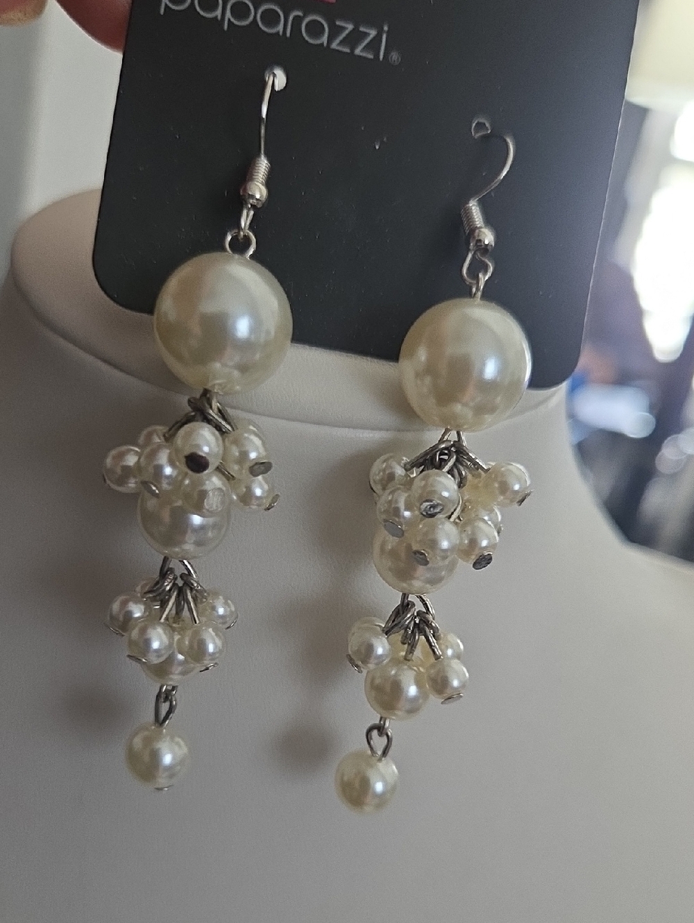 Paparazzi Ageless Applique White Earrings NWT